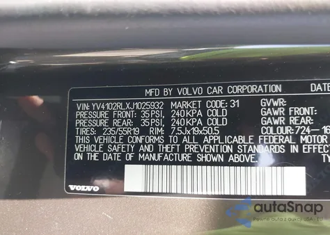 2018 Volvo Xc60 T5 Inscription z USA, uszkodzony, nr VIN YV4102RLXJ1025932